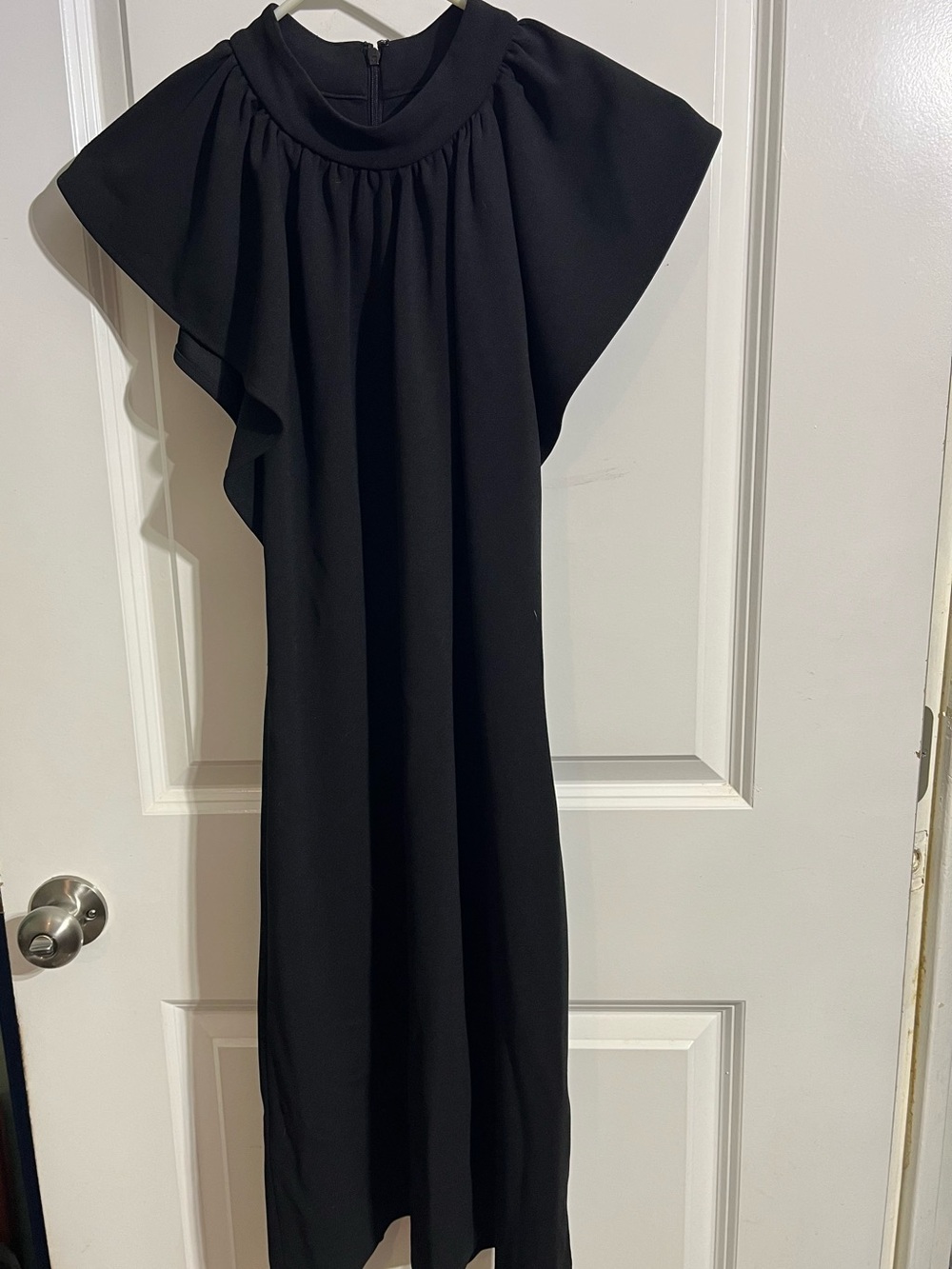 Calvin Klein Black Zip-Back Flutter Sleeve Dress
